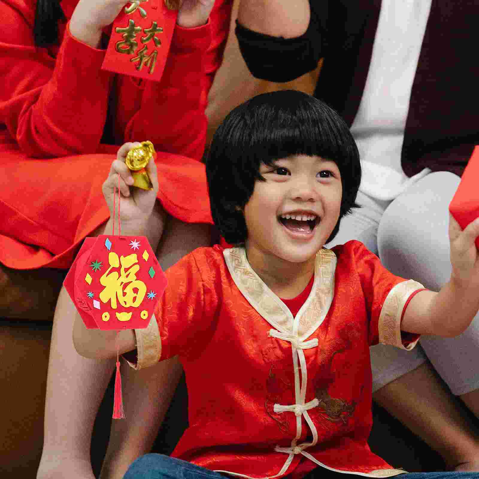 3pcs Chinese Lanterns Decorations Festival Funny Chinese Lantern Lantern DIY Material Kindergarten Decoration