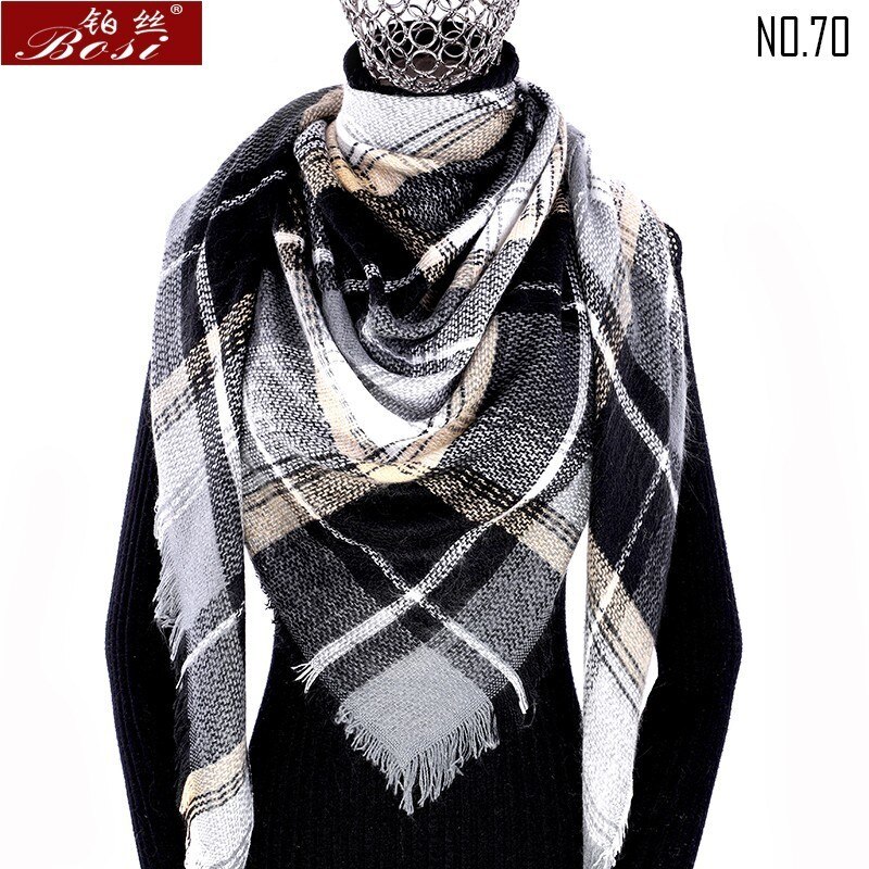 Winter Kasjmier Plaid Sjaal Sjaal Vrouw Poncho Driehoek Luxe Bandana Pashmina Wrap Grote Stola Luxe