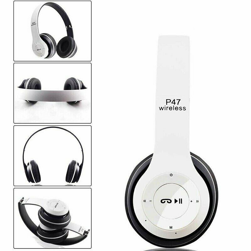 Multifunctional Wireless Stereo Bluetooth Headphone MP3 Player FM Radio Headset for iOS Android Men Women: White No Box