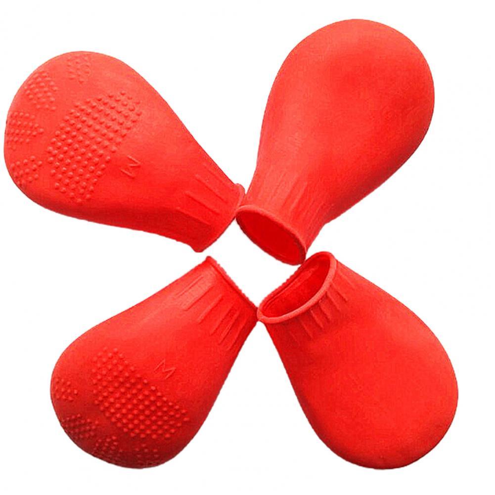 Botas impermeables antideslizantes para perro, zapatos de lluvia duraderos, suministros para mascotas, 4 piezas: Rojo / L