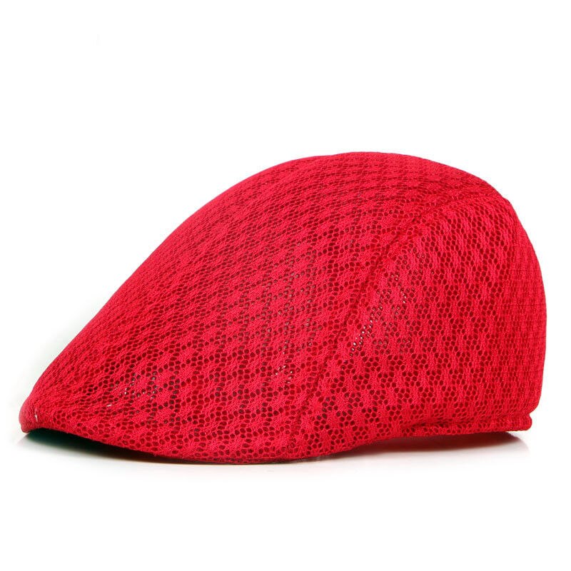 Mesh Mens Gatsby Hat Cabbie Flat Cap Newsboy Golf Beret Irish Hats red: Default Title