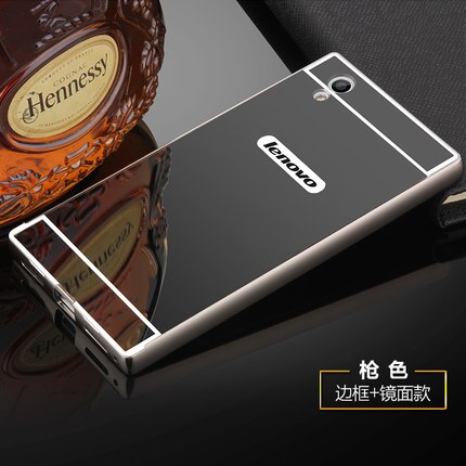 For Lenovo P70 Case Luxury Mirror Cover Metal Aluminum Bumper Frame Case For Lenovo P70 Case P70-T Gold Plated PC Back Cover 5.0: only case / Mirror dark Grey
