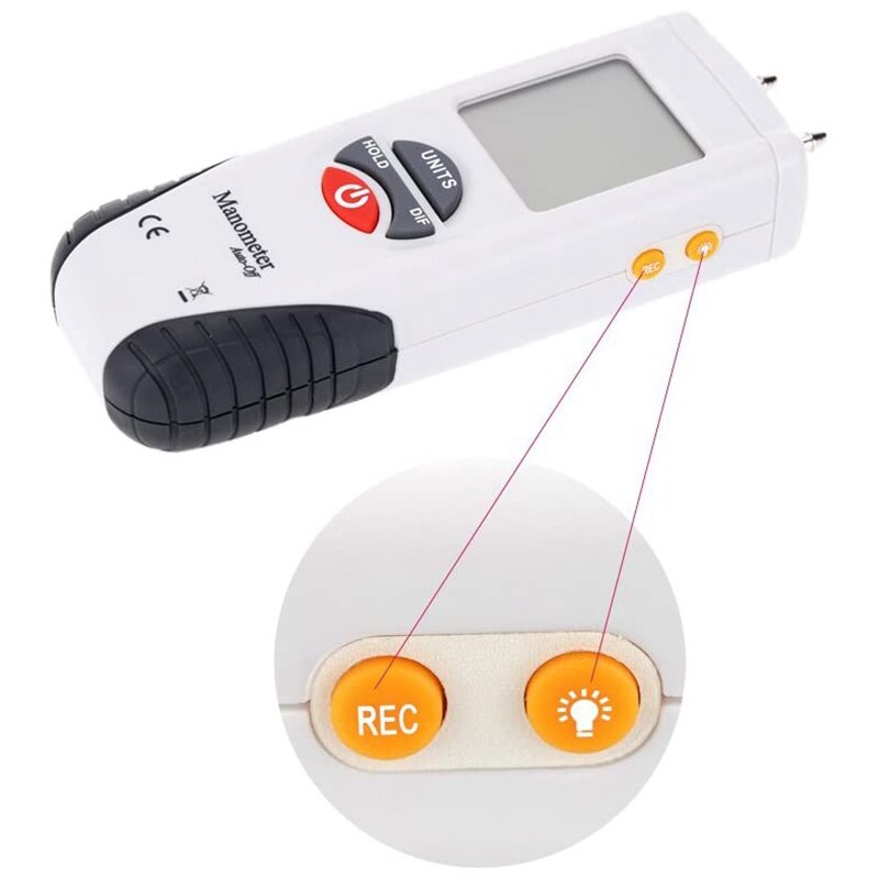 Digital Manometer, Portable Handheld Air Vacuum/Gas Pressure Gauge Meter 11 Units with Backlight, Ventilation HVAC