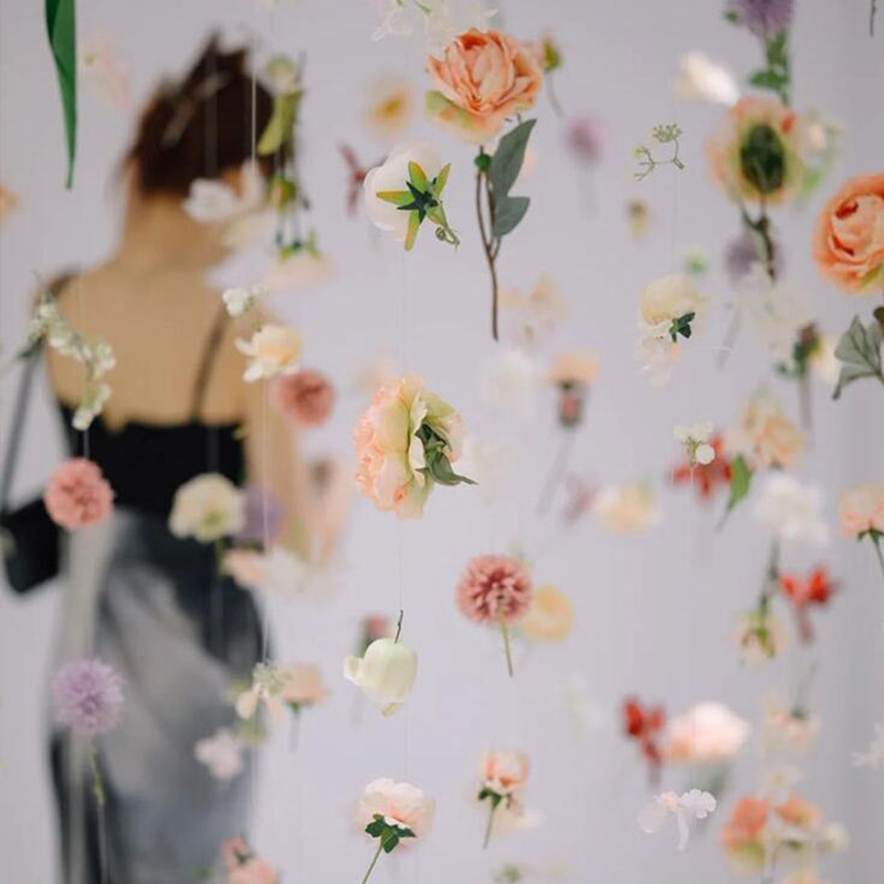 20 piezas cortina de flores flotantes artificiales para decoración de fotos de boda Material de flores Diy suministros para manualidades cortina de línea de puerta de casa