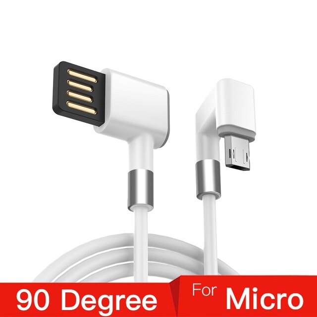 2.4A 180 Graden Snelle Lading Data Type C Micro Usb C Kabel Voor Samsung Huawei Xiaomi Type-C Lader lange Mobiele Telefoon Draad Koord: White For Micro