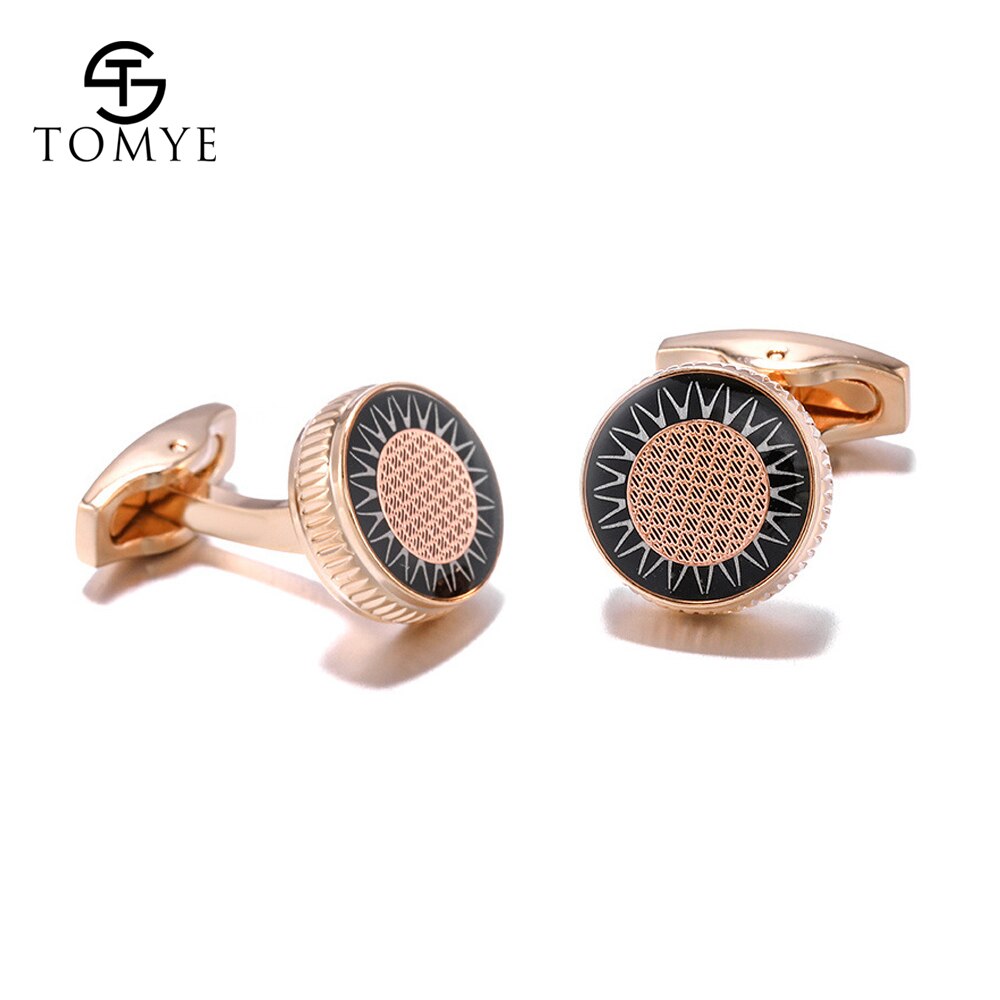 Gemelos para hombre TOMYE XK20S035, gemelos redondos de Metal de oro rosa de para