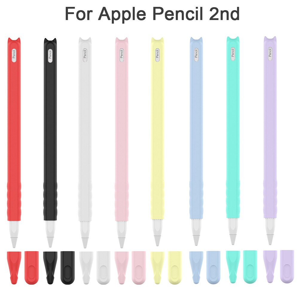 Étui en Silicone souple pour Apple Pencil 2 iPad Pro, 1 ensemble, housse de protection, embout enroulé, adaptateur de câble, sangle de connexion Anti-perte