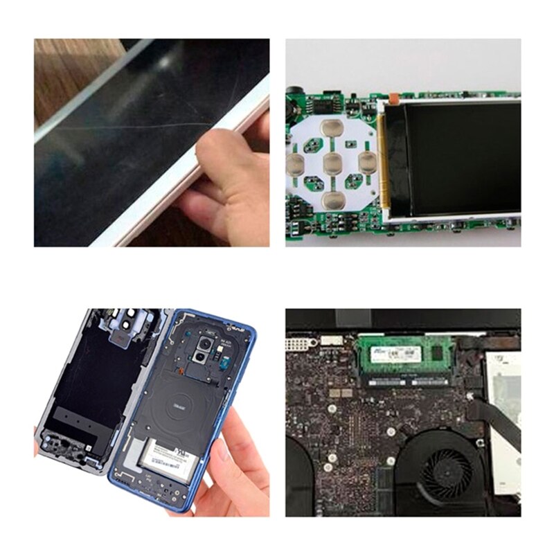 Universelles handy-reparaturset mit demontageklingen, hebelwerkzeug, metall-brechstange, spatel und handwerkzeugen