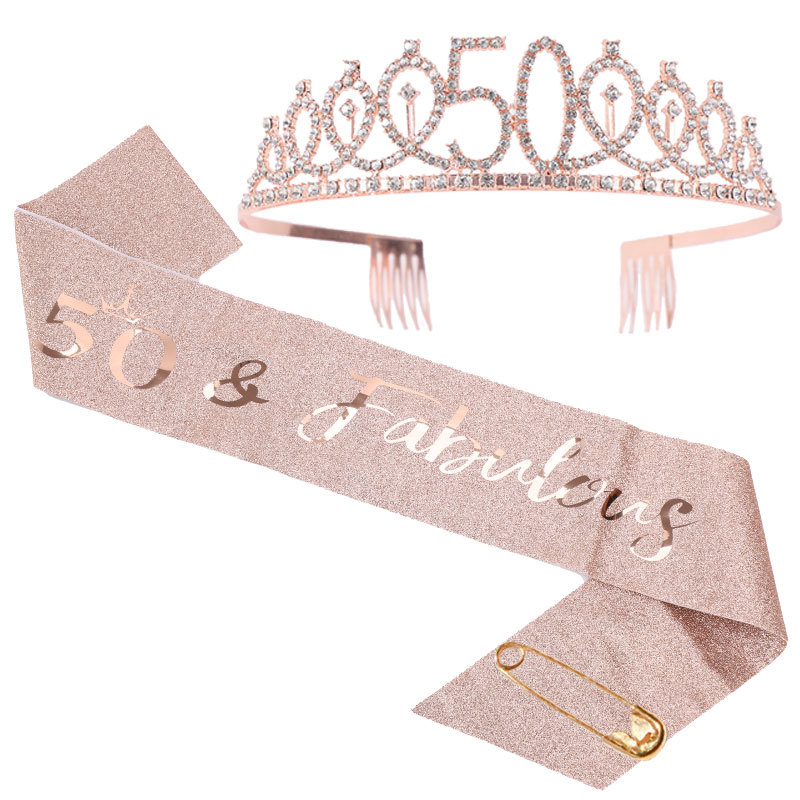 10 15 18 21 30 40 50 jarige meisje koningin satijnen sjerp kristallen kroon voor vrouwen kinderen verjaardag jubileum decoraties feestartikelen