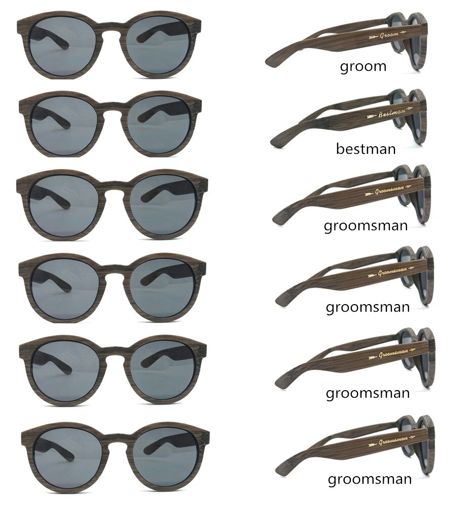 Huwelijksfeest bedankjes vrijgezellenfeest imitatie houten zonnebrillen bruidsjonkers aanzoek bruidsjonkers team bruidegom feest zonnebrillen