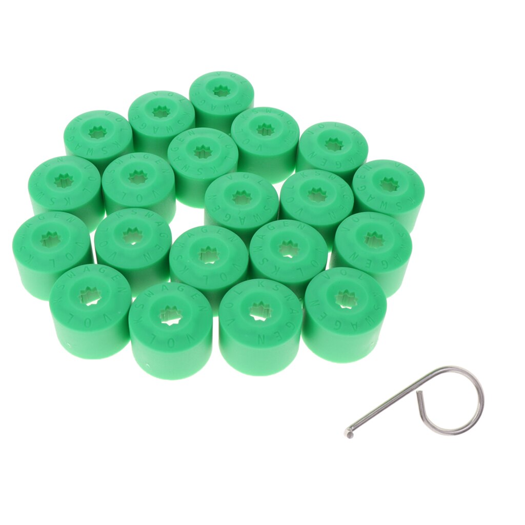 20 Green Plastic Wheel Lug Nut Caps - Replaces For VW Golf Bora Magotan