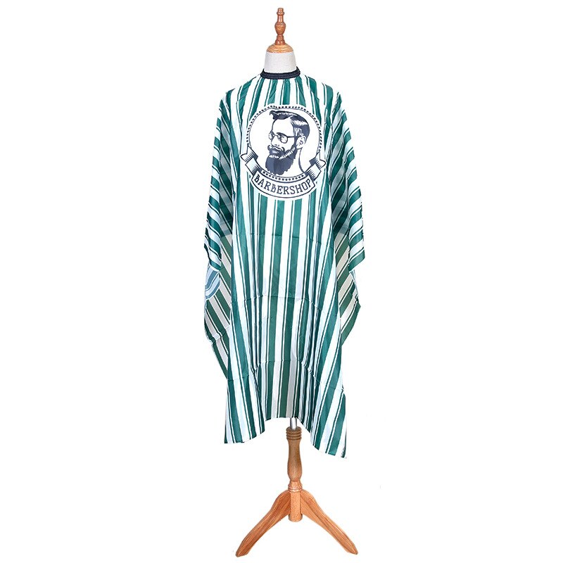 Antistatic Hairdresser Apron Hair Cut Cape Fabric Stripe Color Printing Pattern Non-Stick Hair Comfortable Hair Salon Haircut: Green