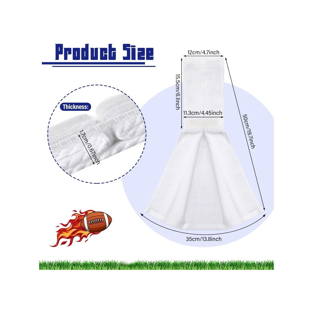 2 stück baumwoll-Sport-fußballhandtücher mit verschluss, schweißhandtücher für Sport, fitnessstudio, herren und damen (weiß)