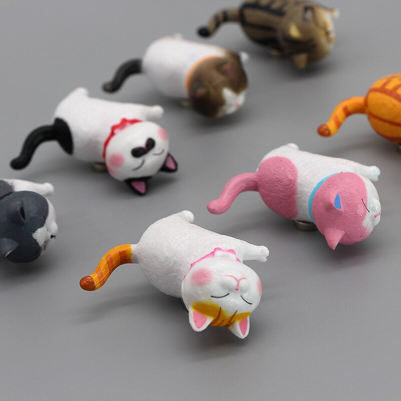 Combinación de gatitos japoneses para refrigerador, de colección de recuerdos, lindos imanes de nevera para gatos pequeños, animales amarillos, negros y blancos