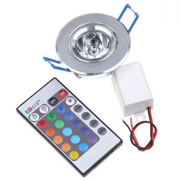 1pcs Led-lampen Lamp 3W RGB 16 Kleuren Spot Light AC85-265V + IR Afstandsbediening RGB LED plafond Downlight