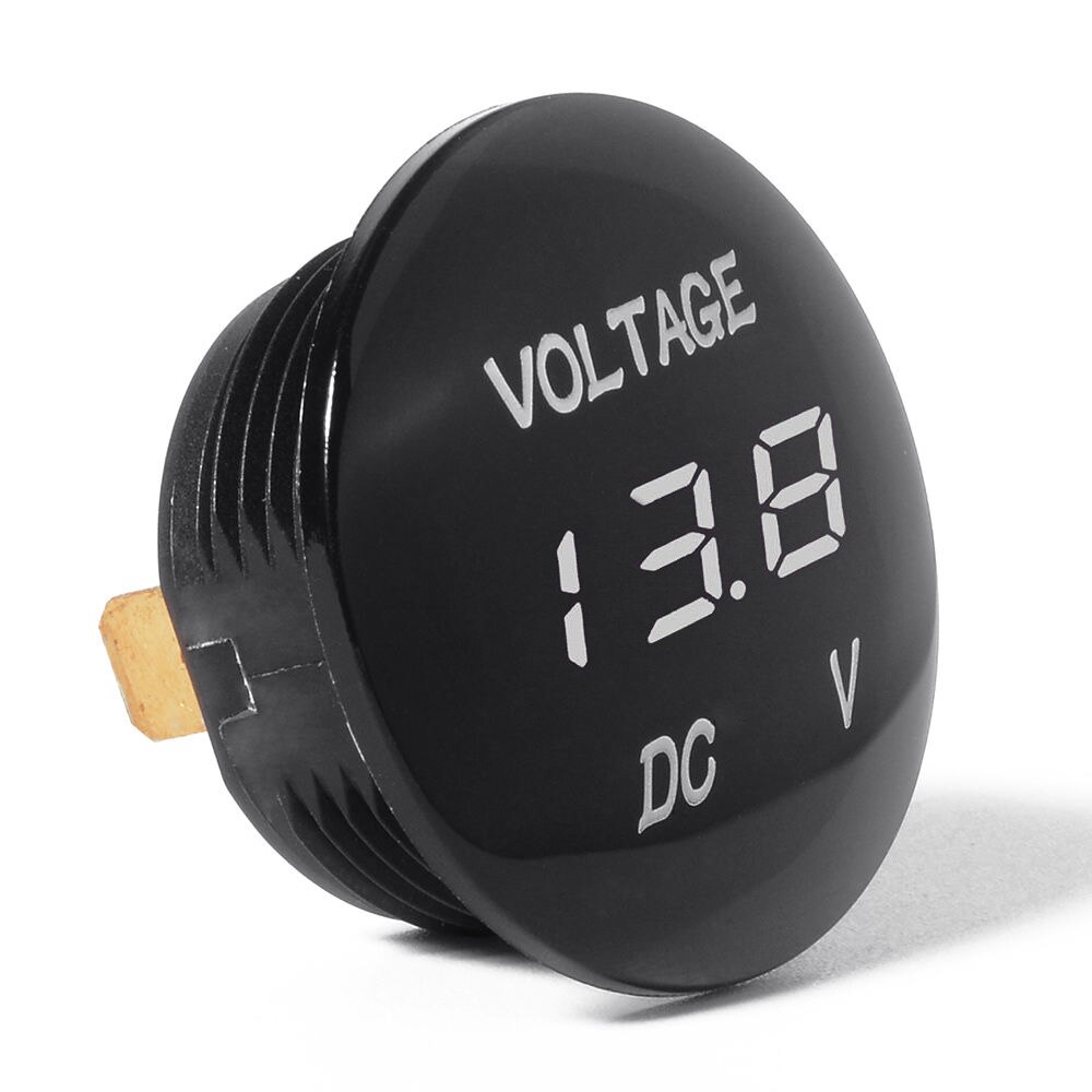Vandtæt voltmeter bil motorcykel ledet panel digital voltmeter volt spændingsmåler display voltmeter 12v 24v 36v dc 5v-48v: Hvid