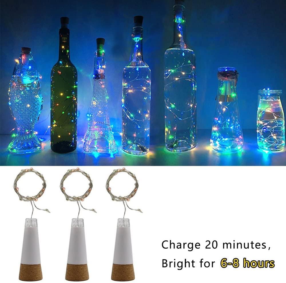 1Pcs 15 Leds Kurk Fles Fairy Lights Usb Oplaadbare Koperdraad String Lights Voor Slaapkamer Kamer Thuis Bruiloft decoratie