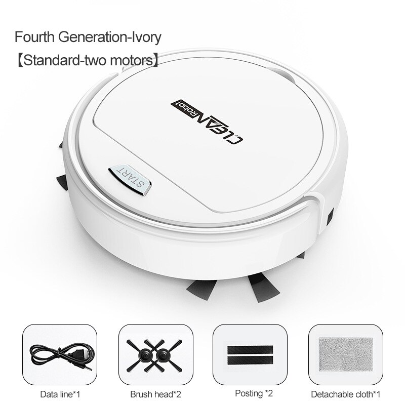 3 In 1 Roboter Staubsauger USB Aufladbare Smart Kehr Roboter Automatische Kehrmaschine Wischen Trocken Nass Hause Boden Reinigung Maschine: White 1200mAh