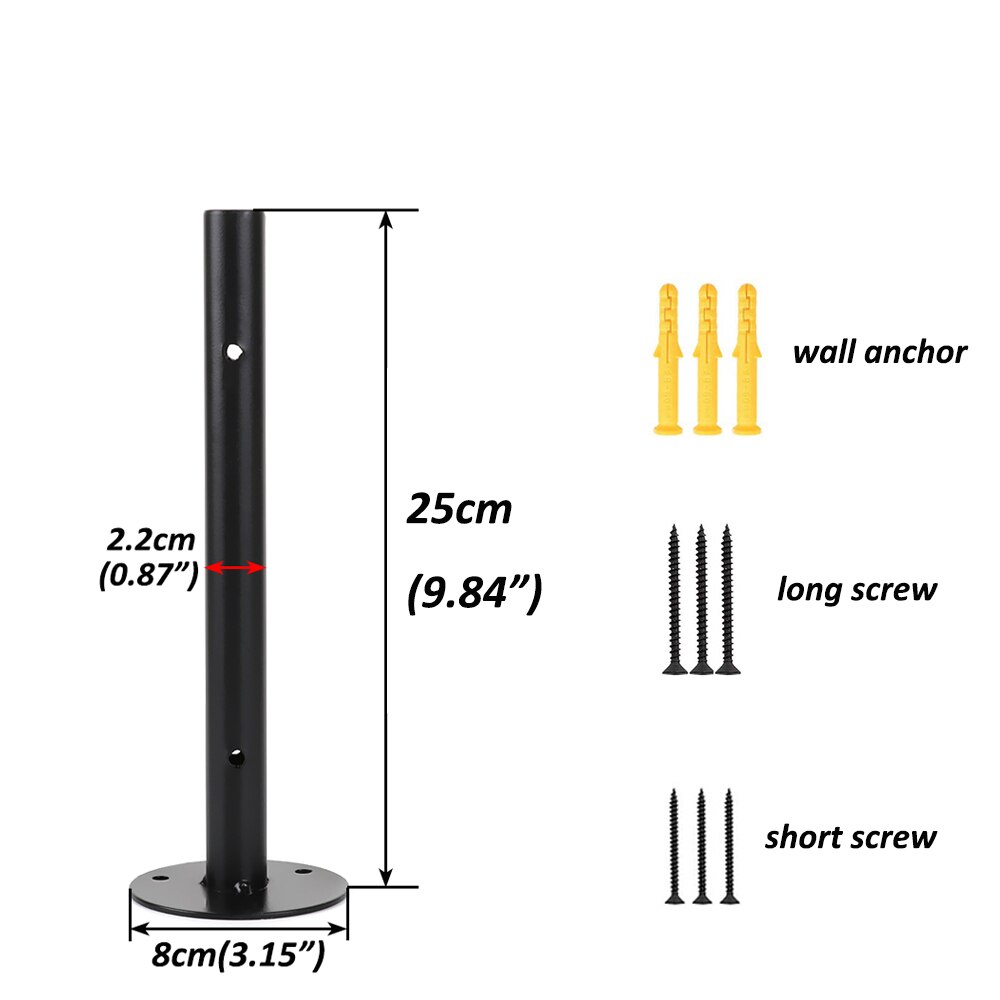 1/2/4pcs Black Industrial Iron Storage Brackets Racks Heavy Duty Shelf Board Wall Mounted Multifunctional Home Decor Hardware: 1pc 25cm
