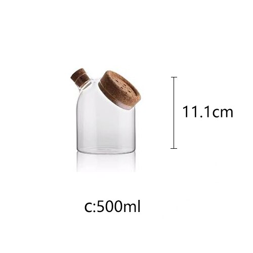 Kaffeböna godis matburk bambu lock glasburk hushållskök förseglad matförvaringsflaska burk spannmål krydda köksförvaringsburk: A -500ml