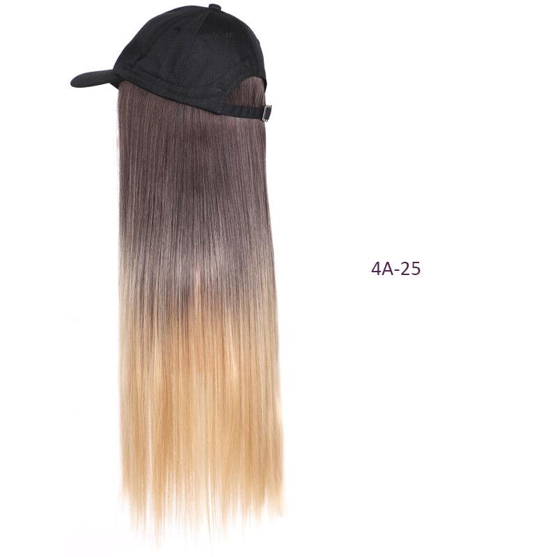 Czapka bejsbolówka z syntetycznymi włosami peruka czarny brązowy kolor długie proste doczepiane włosy z czapką z daszkiem czarny kapelusz dla kobiet