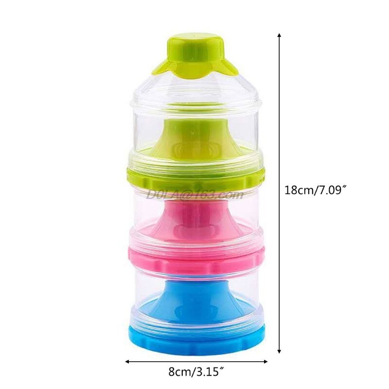 Portable 3-Layers Baby Milk Powder Container Travel Non-Spill Stackable Formula Milk Storage Dispenser