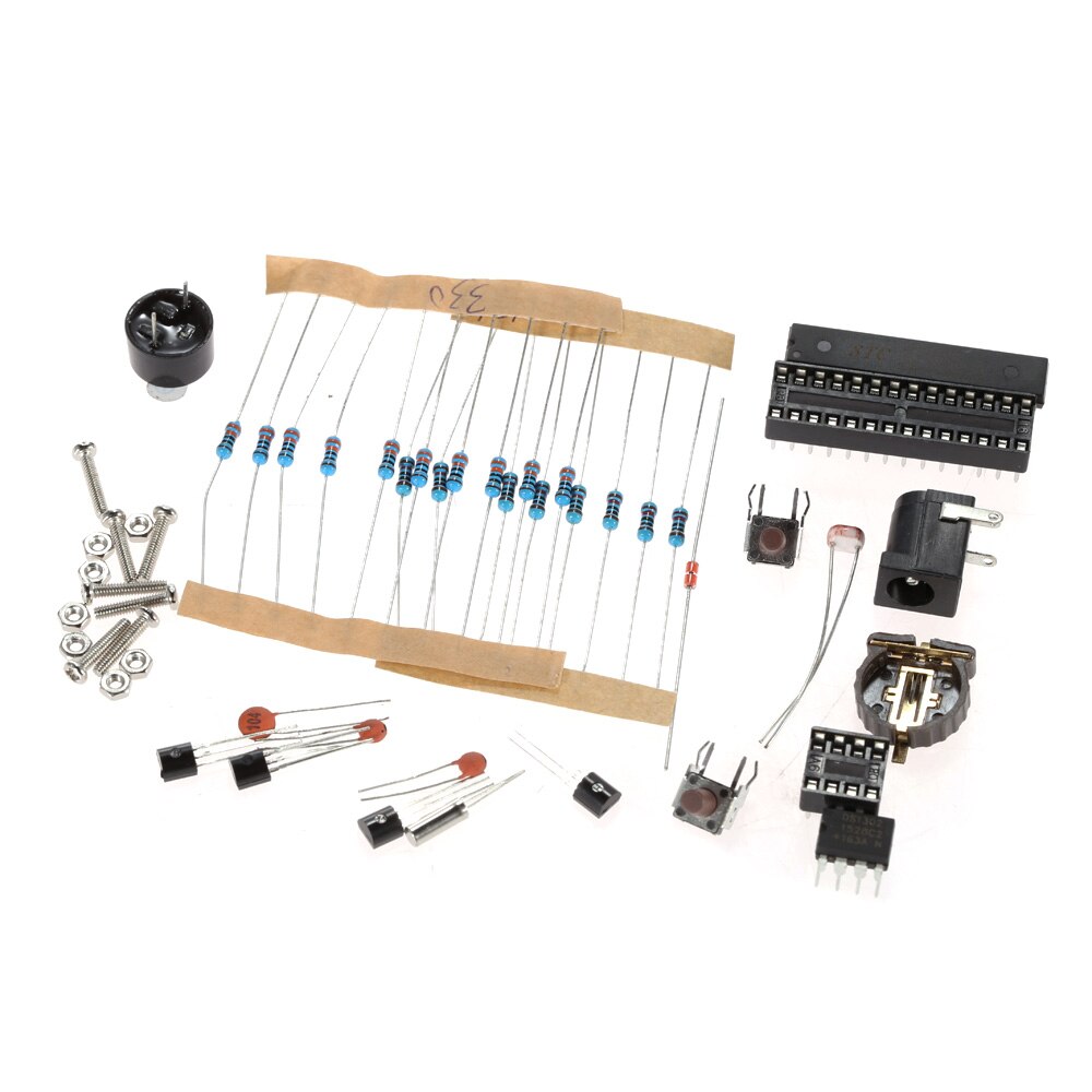 Kit de reloj Digital LED compacto para interiores y exteriores, pantalla de hora con Control de luz de 4 dígitos y fecha de temperatura con funda transparente