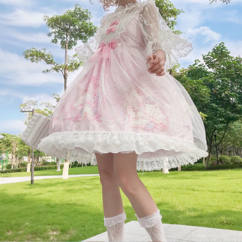 Kawaii lolita kjoler til cos loli pige sød fe tøj japansk jsk under blonde skjorte gotisk victoriansk robe lolita