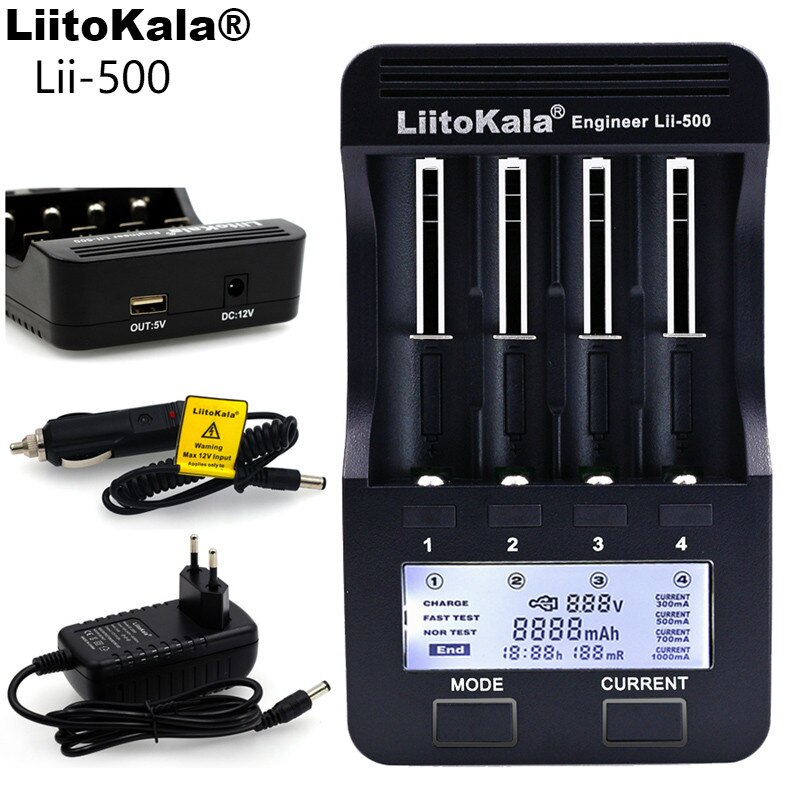 LiitoKala Lii-PD2 Lii-PD4 Lii-S6 Lii500 ładowarka do 18650 26650 21700 18350 AA AAA 3.7V/3.2V/1.2V baterie litowe NiMH: Lii-500 Full set / EU