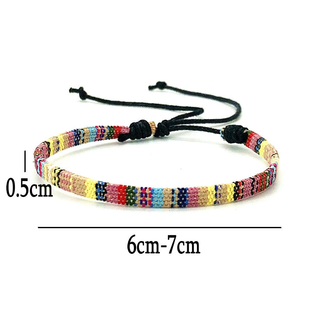 Nueva pulsera de amistad de tela tejida Bohemia Vintage europea para mujer, pulsera trenzada étnica de Nepal, de joyería para hombres y mujeres: Color marrón amarillo