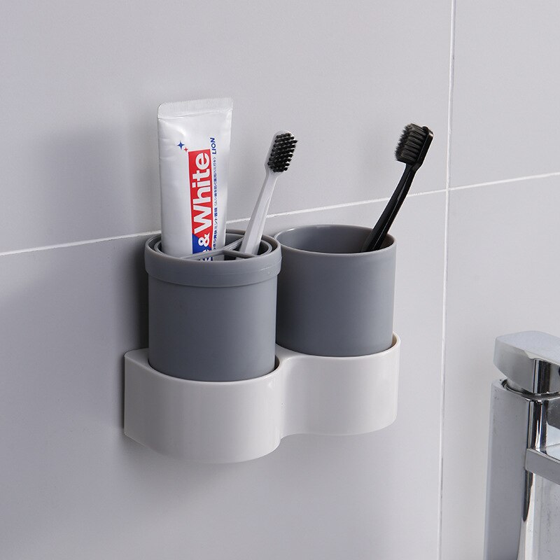 Tandenborstel Rack Muur Gemonteerde Badkamer Mond Cup Tandheelkundige Doos Bekerhouder Huishoudelijke Paar Gorgelen Cup Set