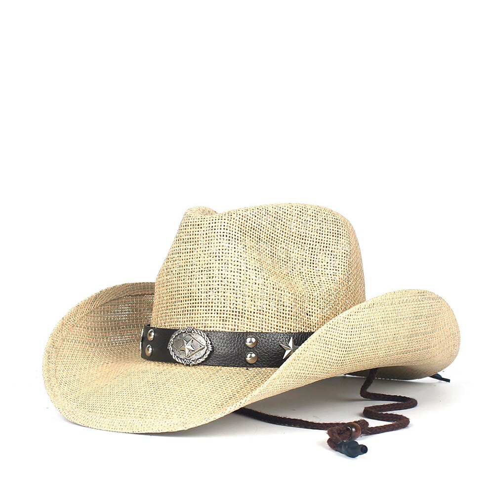 Western Cowboy Hat100% Straw Men Women Cowgirl Summer Hats For Lady Sun Hat Sombrero Hombre Beach Cowgirl Jazz: C6