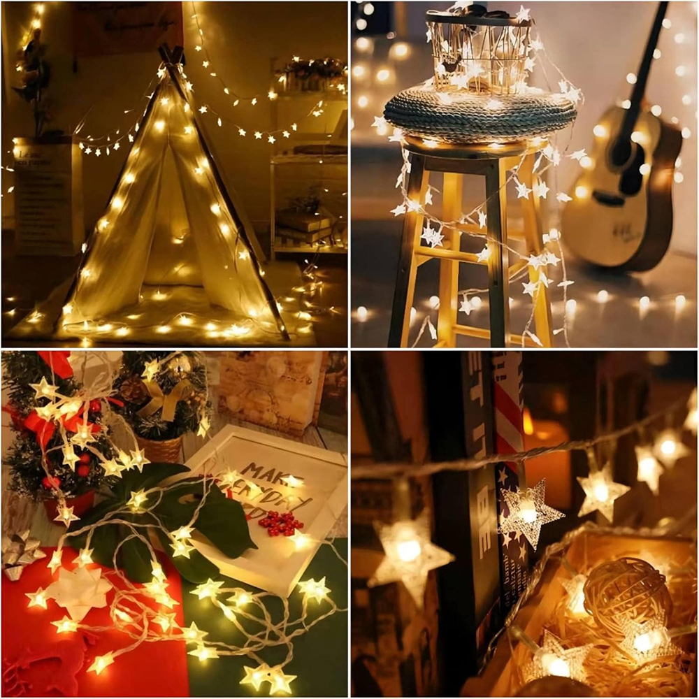 LED-Stern-Lichterkette, USB/batteriebetrieben, Lichterkette, Weihnachtsgirlande für Party, Hochzeit, Zuhause, Terrasse, Dekoration Ich bin Freien