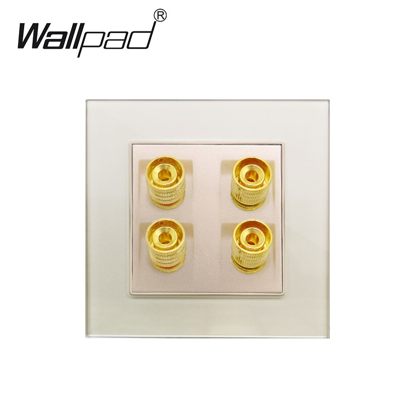 4 Audio Stopcontact Crystal Gold Glass Panel Wallpad 4 Audio Poorten 86 Mm * 86 Mm