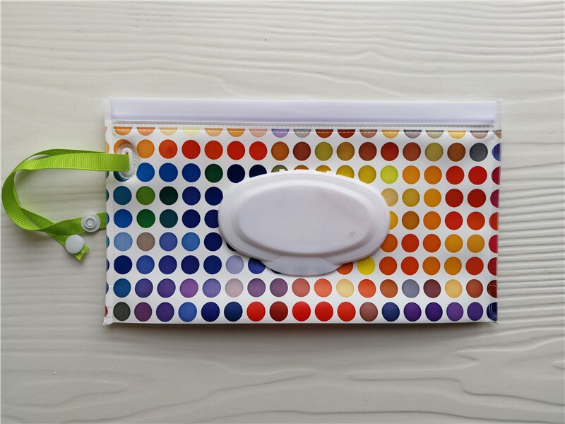 Portable Baby Wet Wipes Storage Bag Stroller Carrying Case Easy Carry Snap Strap Wipes Container Clamshell Cosmetic Pouch: Style 10