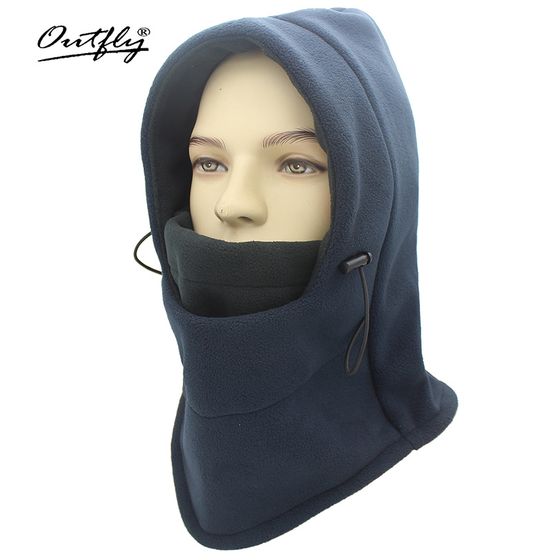 Outfly Winter Balaclava Hat Windproof Hat With Mask Unisex Ski Hat Mens Winter Fleece Hat Wrapped Warm Hat: dark blue and black
