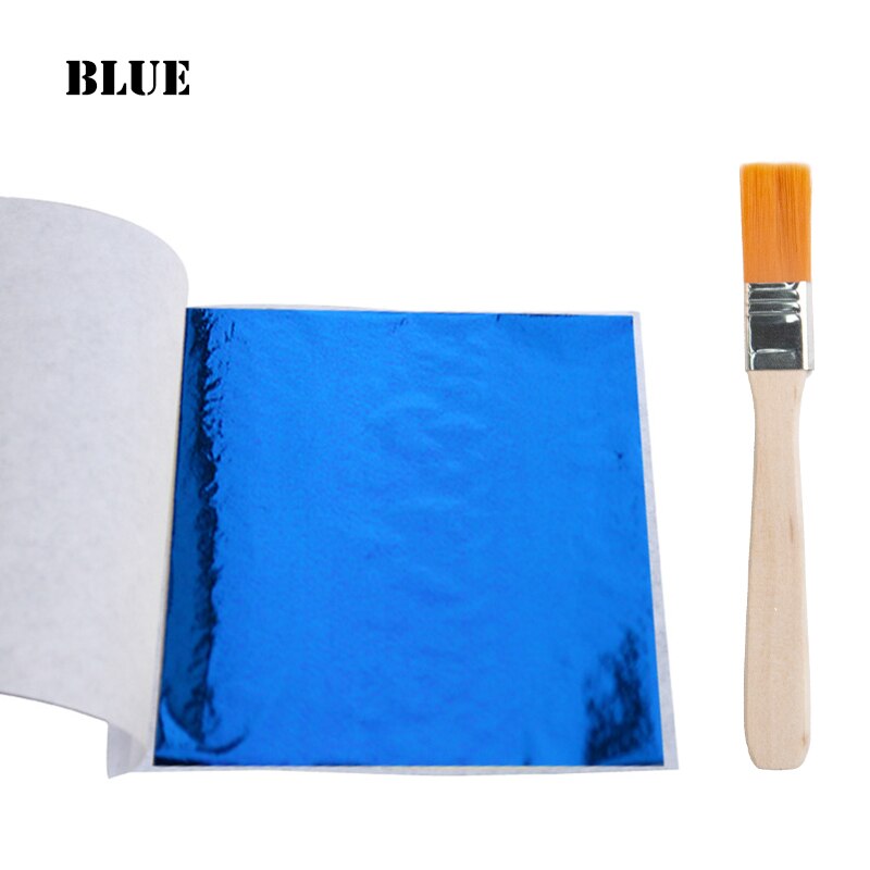 Aomily 8x8.5cm 10 Sheets Practical K Pure Shiny Gold Leaf for Gilding Funiture Lines Wall Crafts Handicrafts Gilding Decoration: Blue