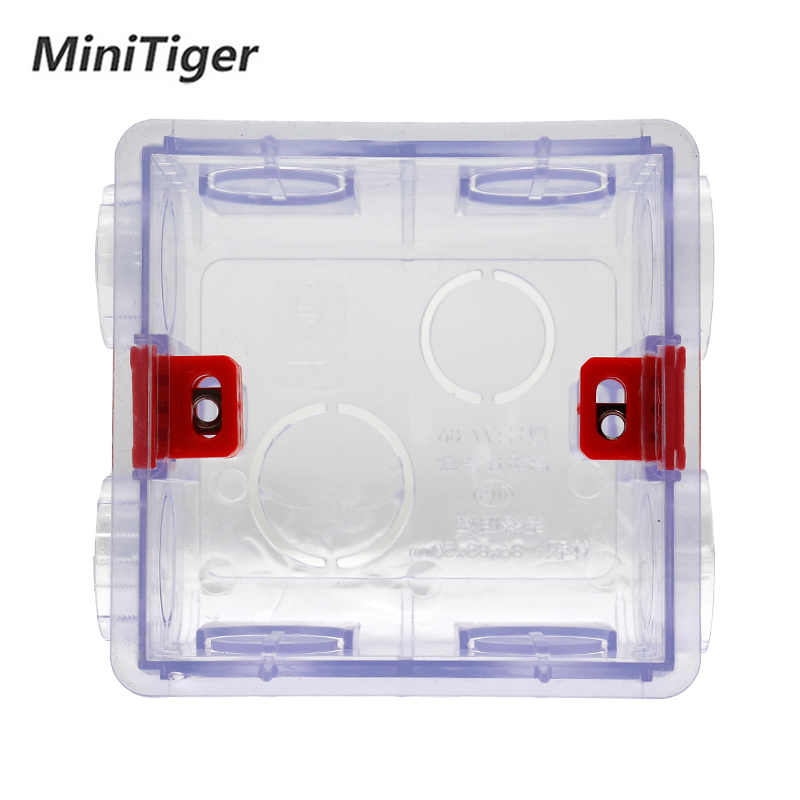 Minitiger-caja de montaje transparente ajustable, casete interno de 86mm * 83mm * Interruptor táctil WIFI y 50mm para enchufe USB, 86 tipos