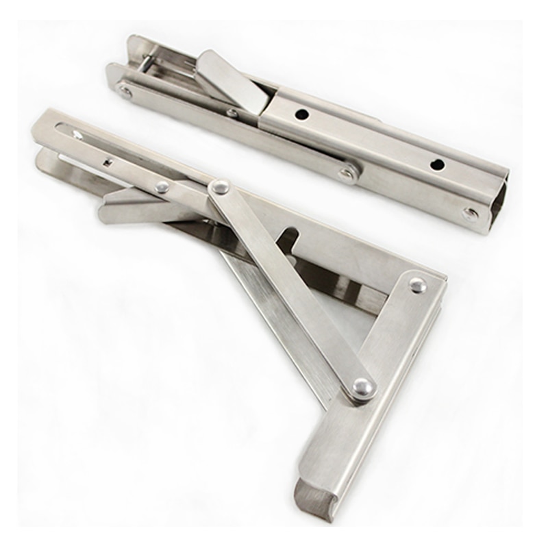 2Pcs 304 Stainless Steel 8 to 16 Inch Adjustable Folding Angle Shelf Bracket Support Table Wall Mounted Durable bear with Screw