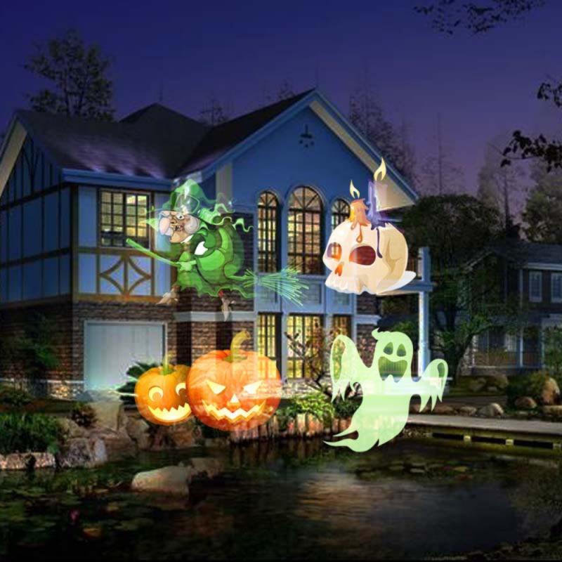 Kerst Halloween Holografische Projector 12 Films Verjaardagsfeestje Usb Oplaadbare Santa Projectie Lamp Venster Movie Projector