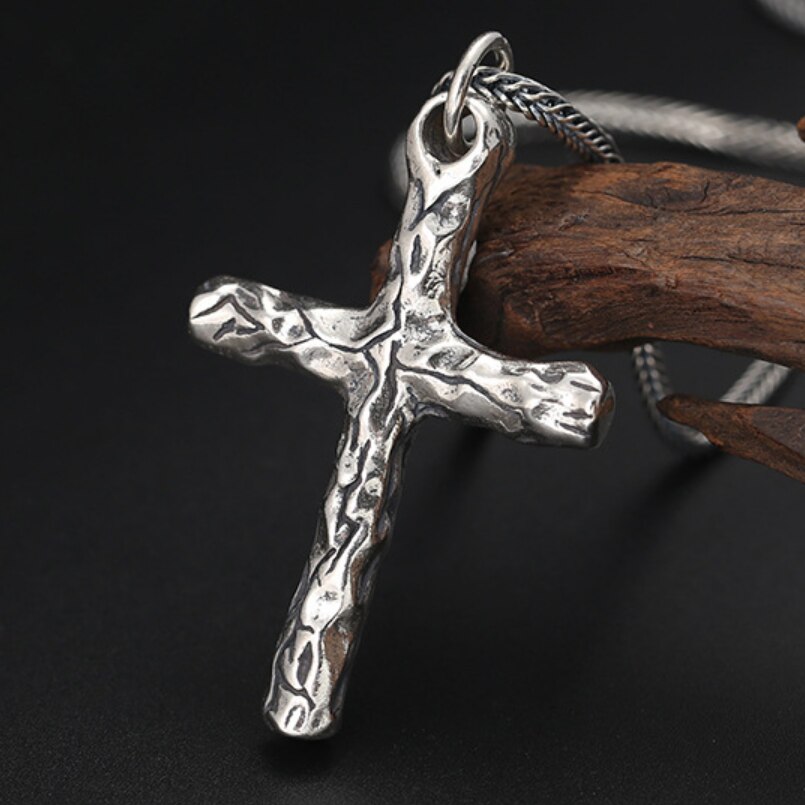 S925 Solide Silber retro Geschnitzte 3D Kreuz Anhänger Für Mann Frau thailändisch Real Reinem Silber Christus Jesus Kreuz Anhänger Schmuck