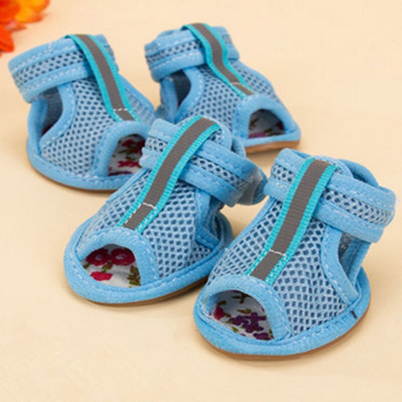 4 Stks/set Oxford Antislip Zomer Schoenen Ademende Sandalen Laarzen Voor Kleine Honden Chihuahua Hond Sokken Sneakers Huisdier Product gat Schoen