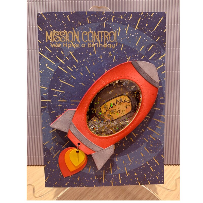 Metal Cutting Dies Space Rocket Shaking Frame Dies Scrapbooking Stamps Stencil Die Cut Craft Album Card Making