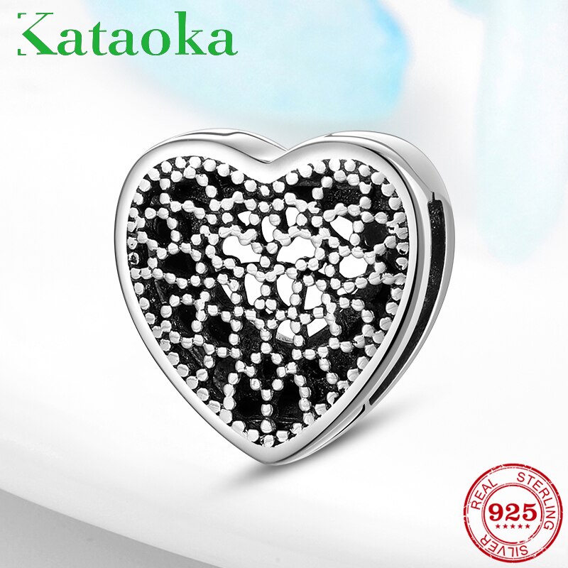 Dijes de amor de Plata de Ley 925 de , Clips de recorte Retro, cuentas aptas para pulseras reflejos originales, joyería fina