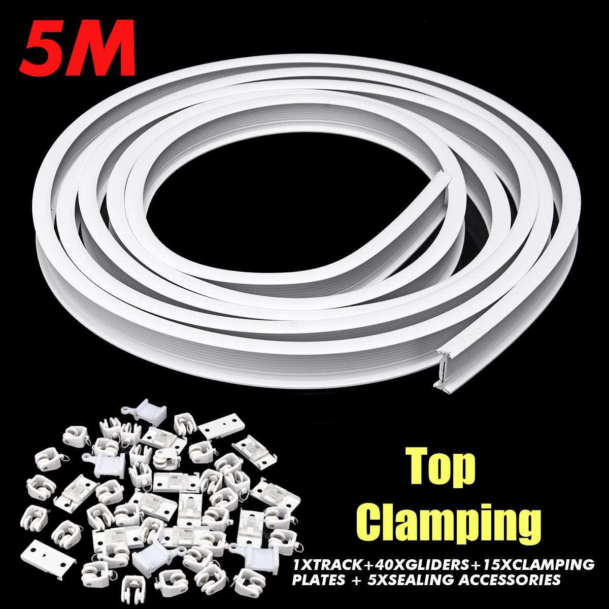 3M 5M 6M flexibel Decke Vorhang Schiene Biegsamen Fenster Stange Gerade Kurve Vorhang Zubehör oben Seite spann Wohnkultur: 5M Top Clamping