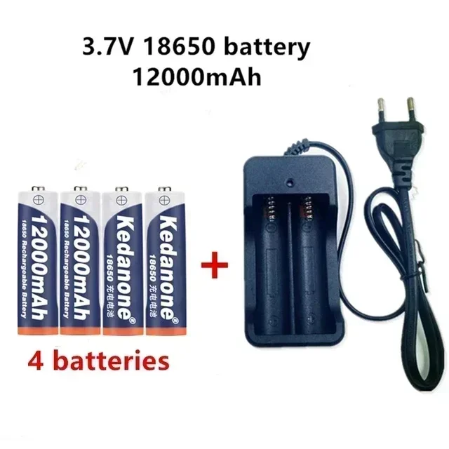 18650 battery 3.7V 12000mAh rechargeable Li-ion battery for Led flashlight Torch batery lithium battery charger: Blue