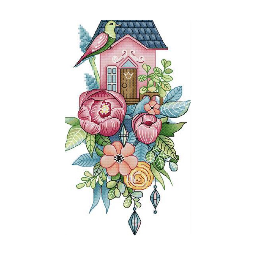 Flowers Bird Dimensions Counted Cross Stitch Kit for Girls Boys Christmas