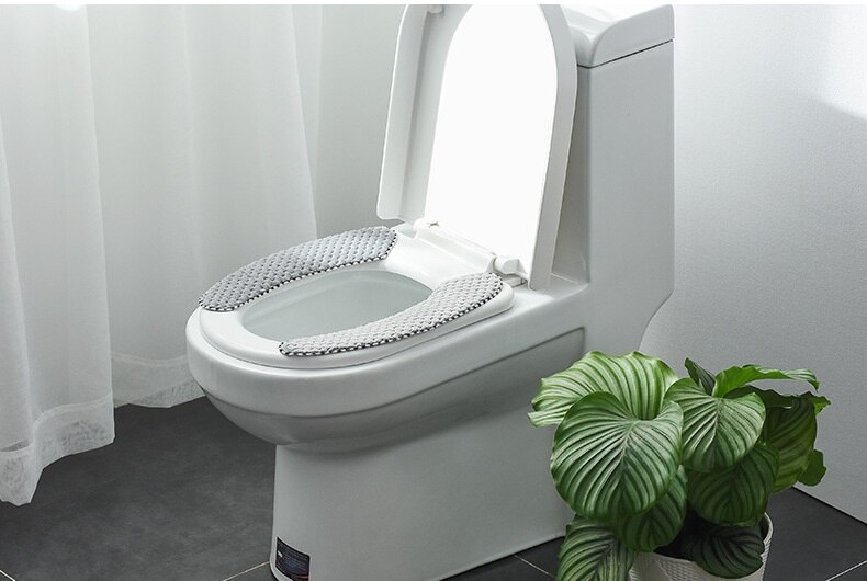 Siège de toilette de salle de bain | Outil de fermeture, tapis chauffant, lavable peluche douce, coussin en molleton de corail, tapis de toilette antidérapant, siège de toilette: gray