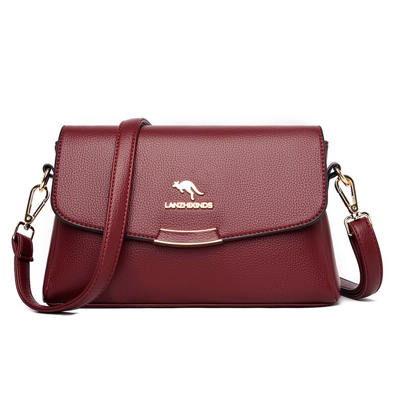 Luxury Women Pu Leather Shoulder Bags for Women Brand Crossbody Bag Ladies Classic Small Square Bag: Wine Red