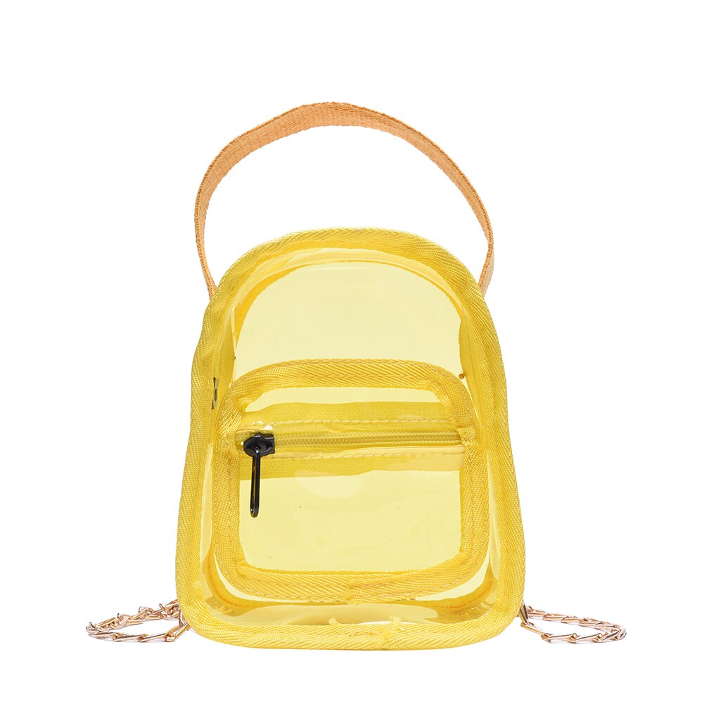 PVC transparente Mujer Crossbody bolsas de mensajero de hombro Jelly pequeña cadena transparente PVC mujeres Messenger Clutch Bag: Amarillo